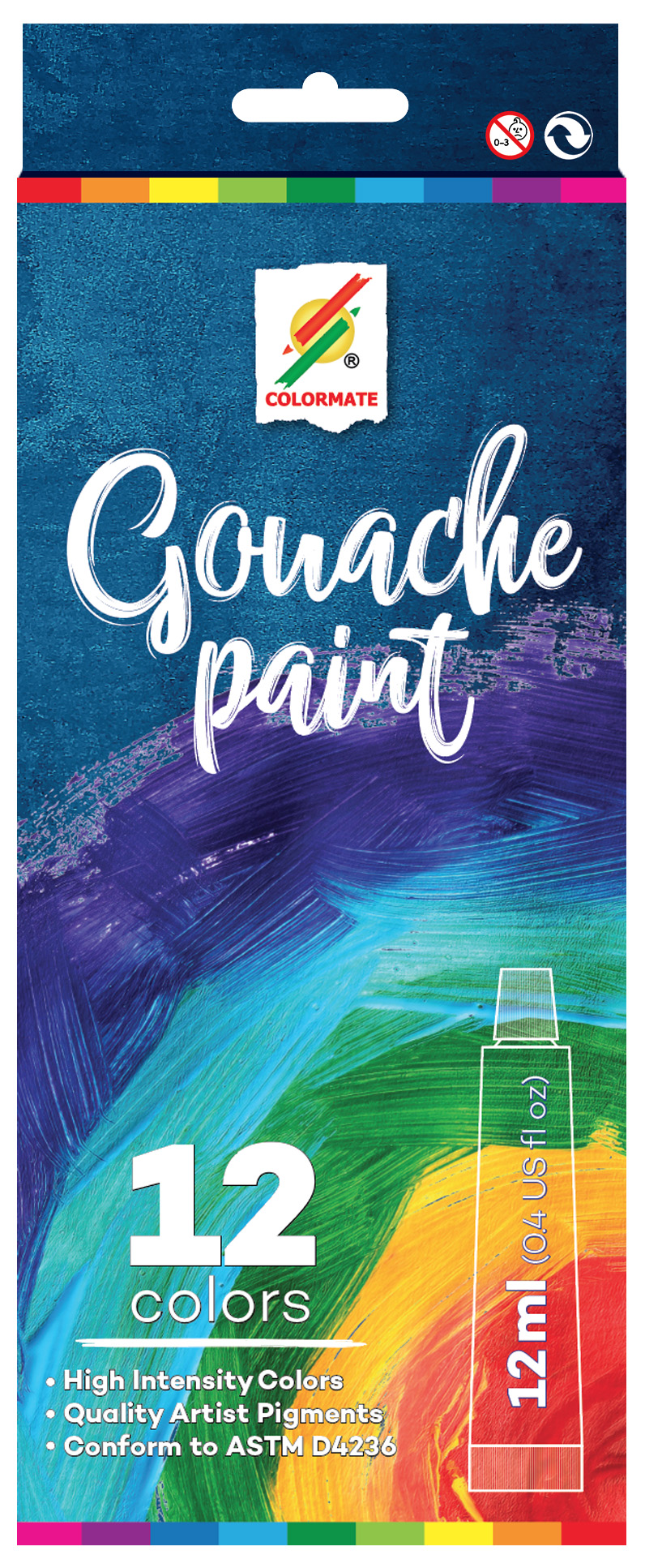 Colormate 12-Color Gouache Paint Tube Set