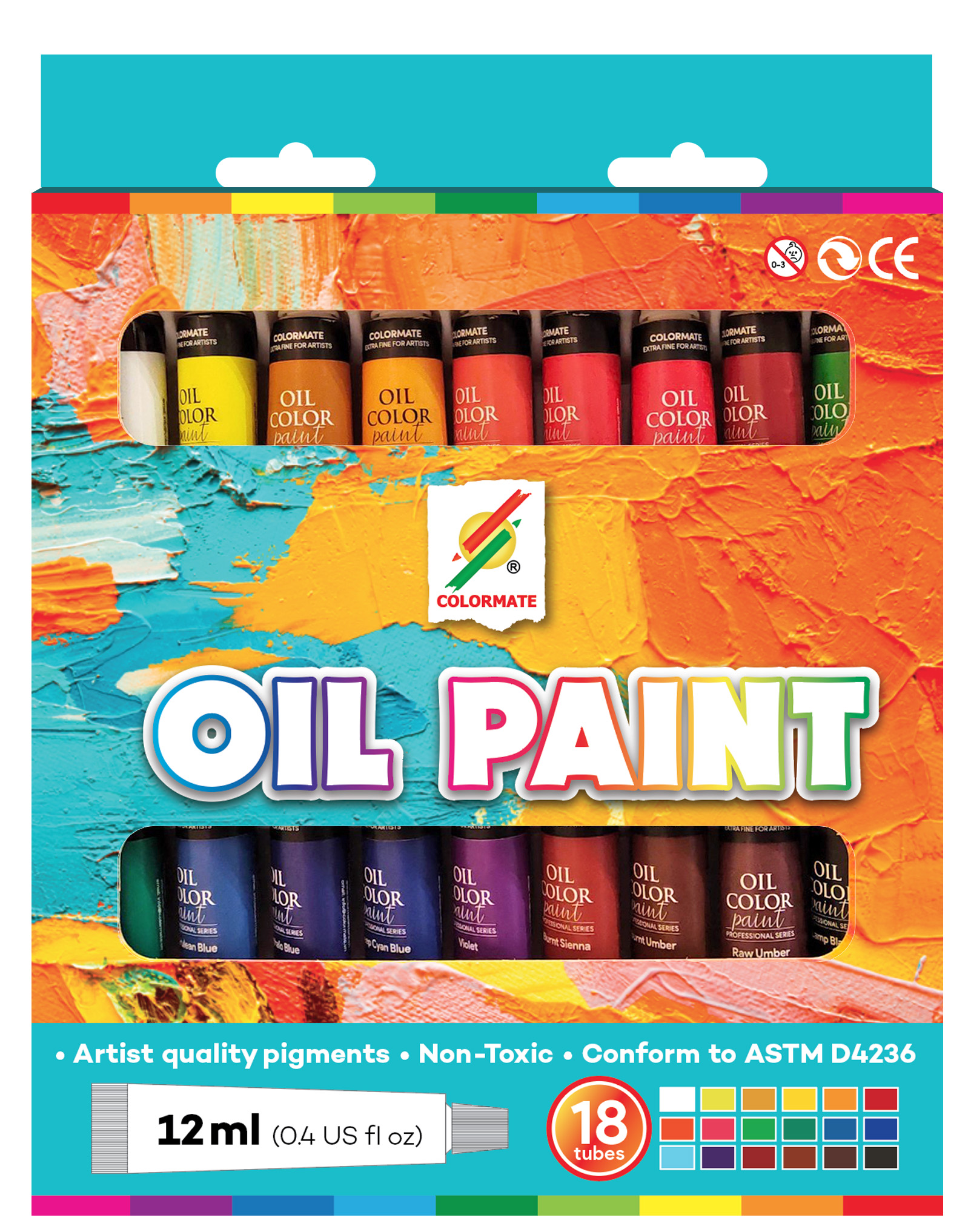 Colormate 18-Color Oil Paint Tube Set