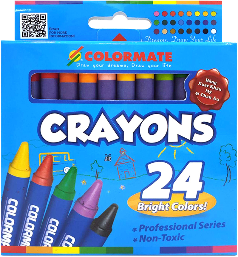 Colormate 24-Color Wax Crayon Set