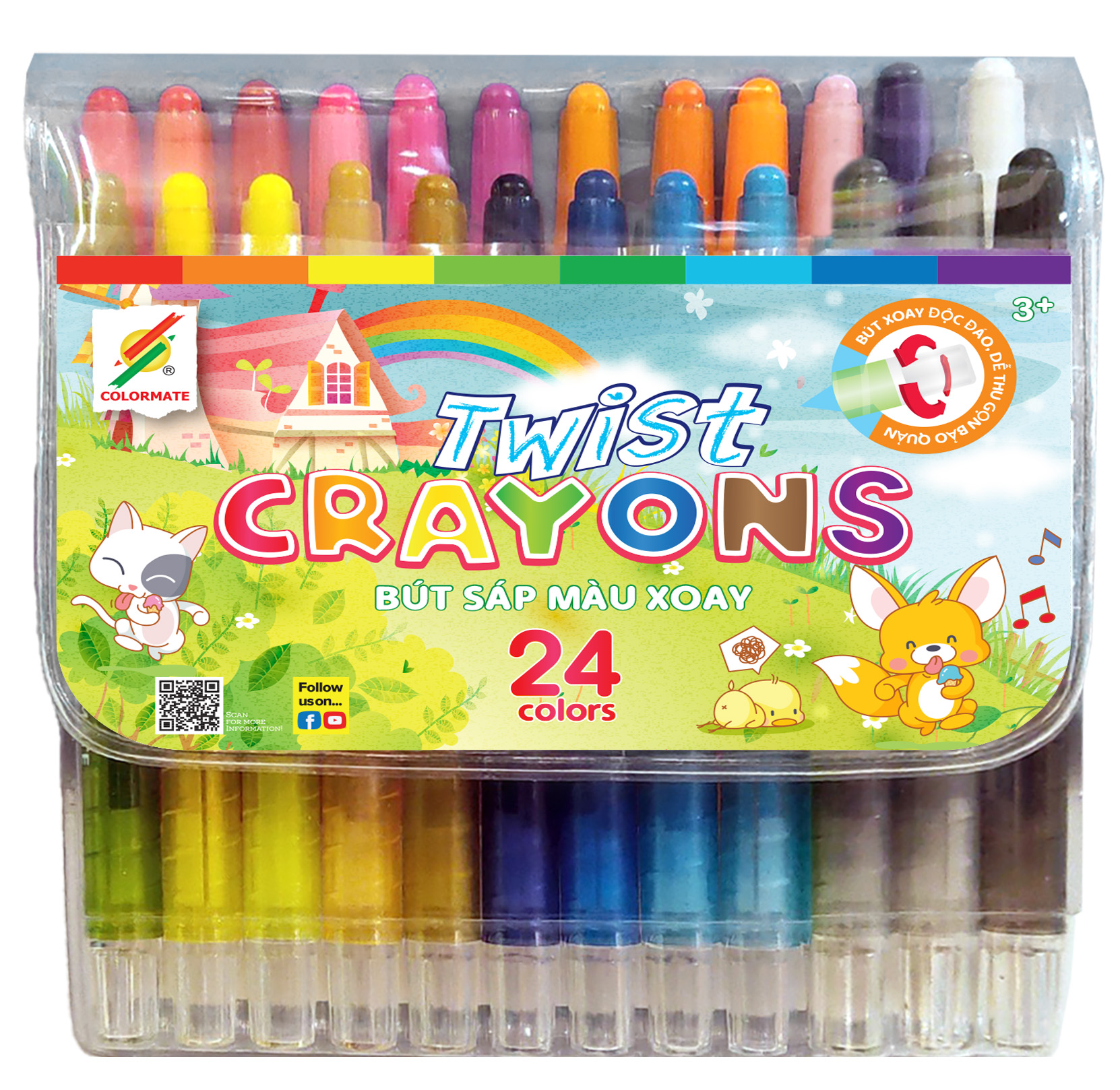 Colormate 24-Color Twist-Up Crayon Set