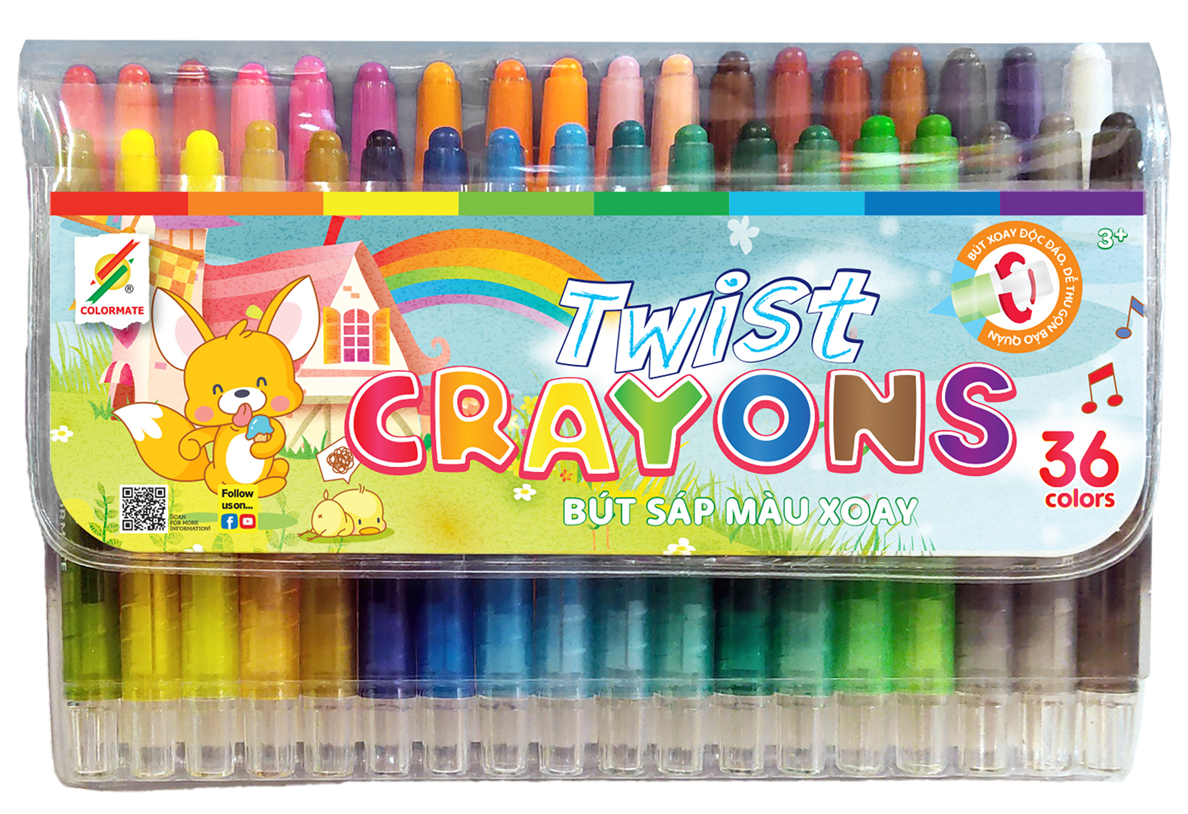 Colormate 36-Color Twist-Up Crayon Set