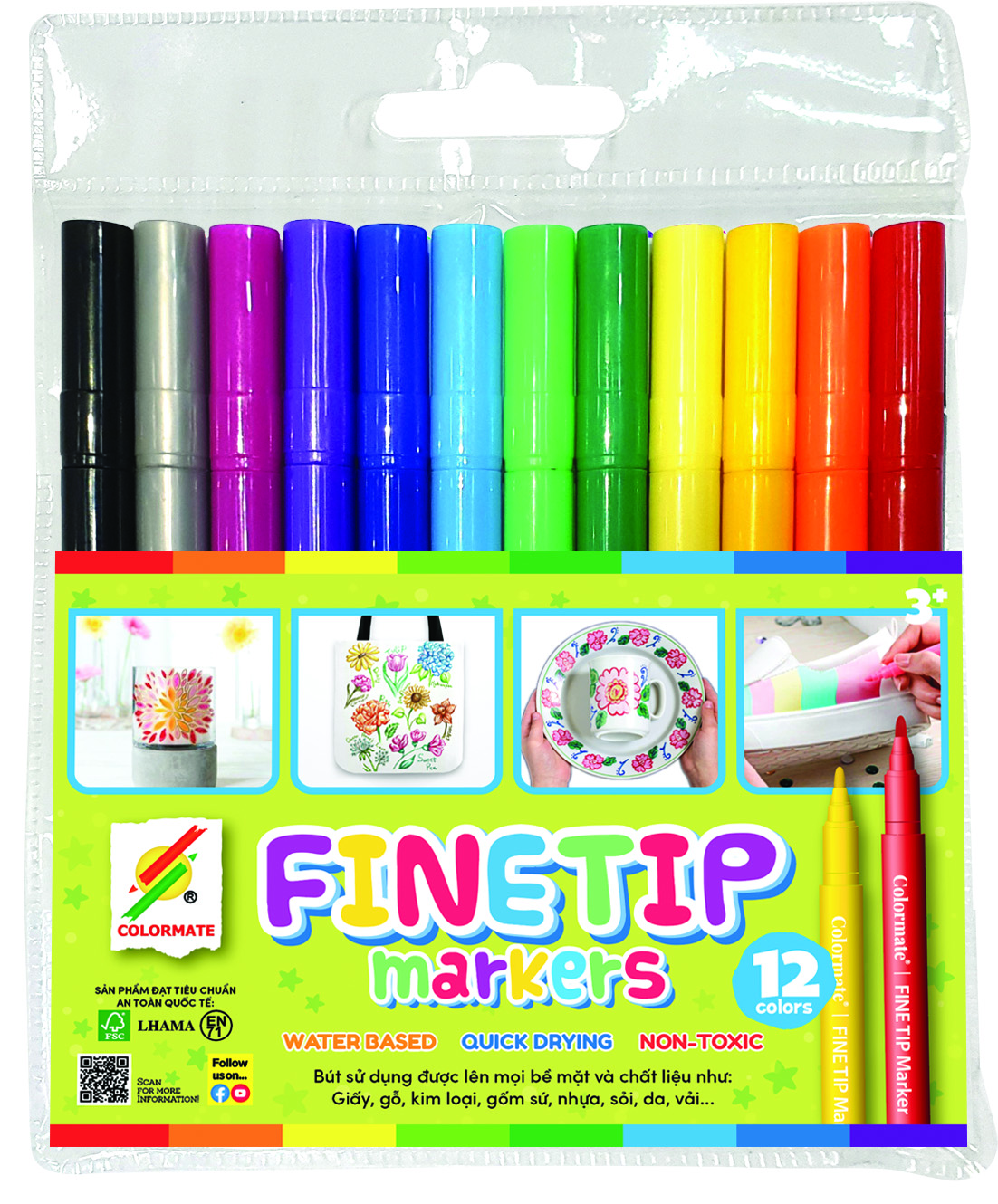 Colormate 12-Color Fine Tip Marker Set