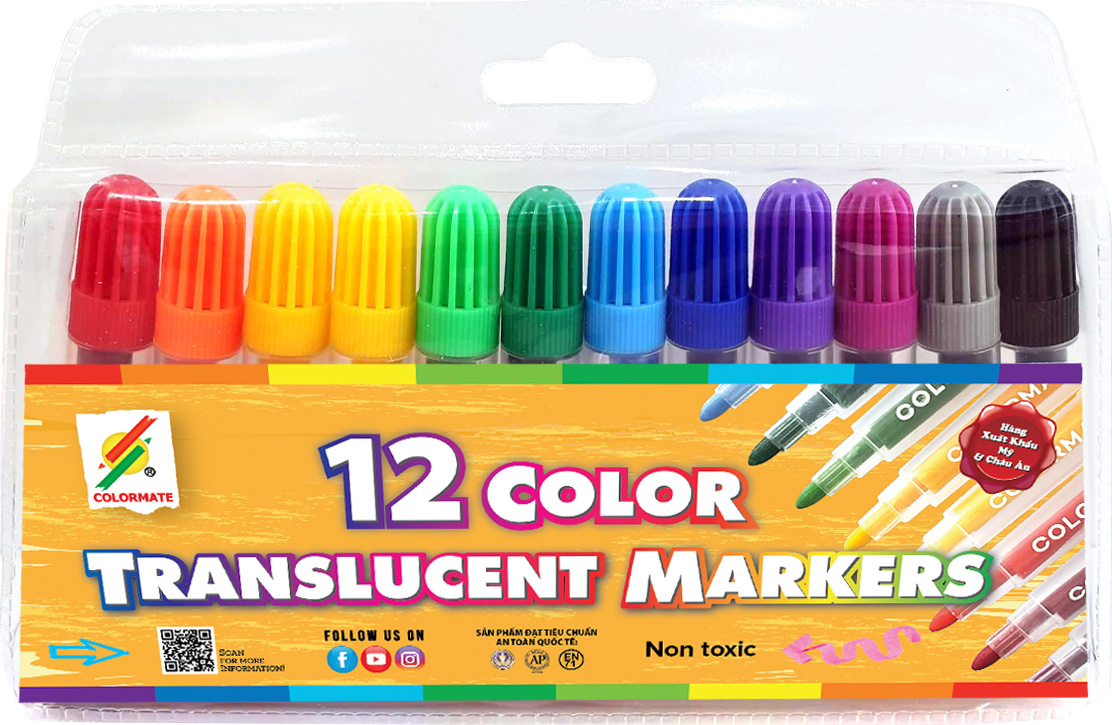Colormate 12-Color Translucent Marker Set