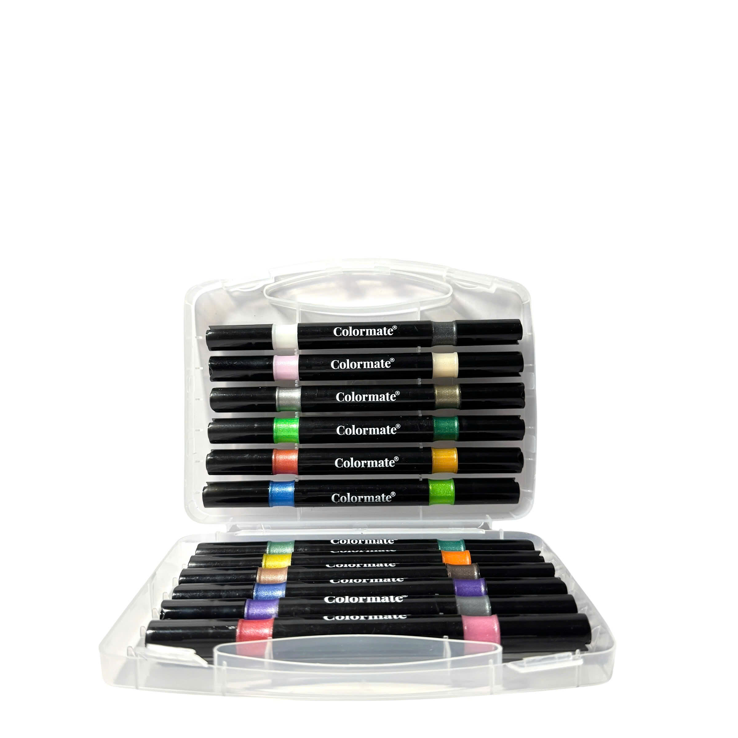 Colormate 12-Color Dual Tip Glitter Acrylic Marker Set