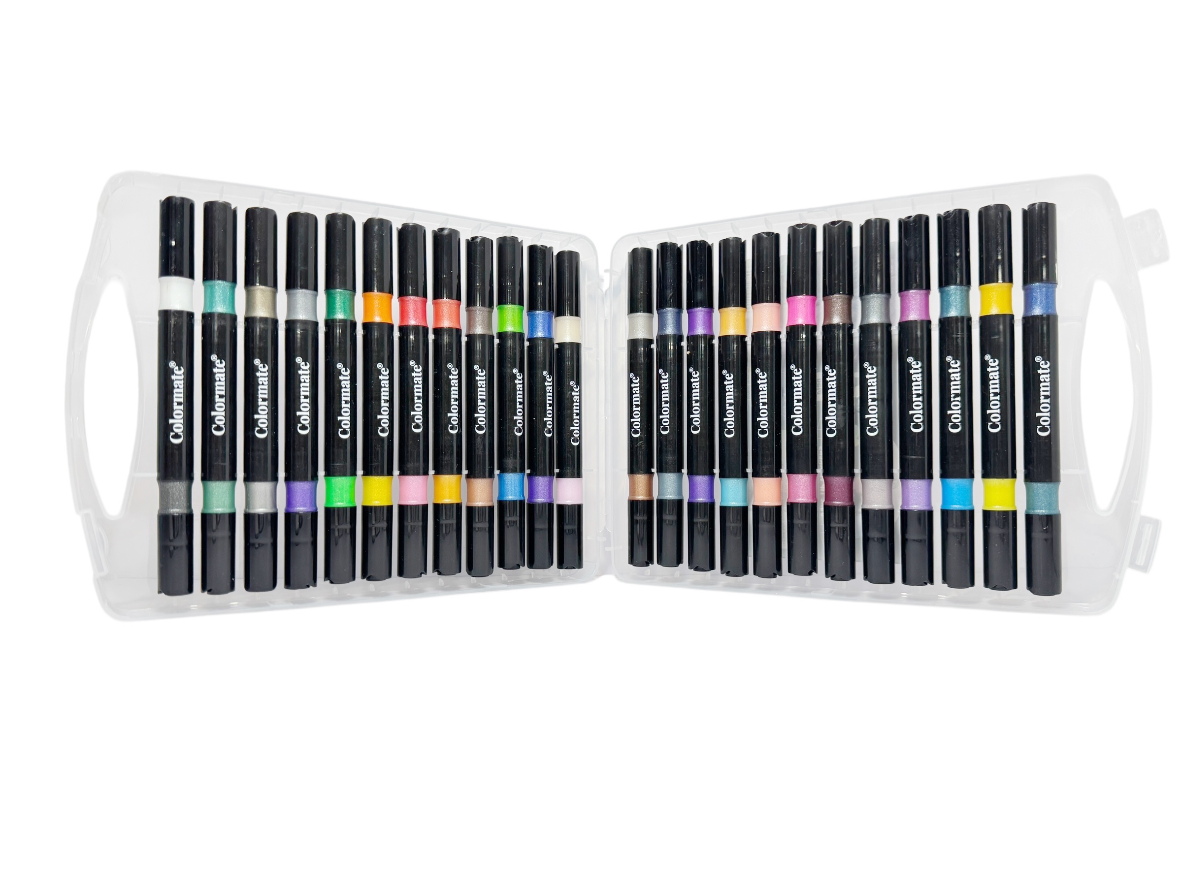 Colormate 24-Color Dual Tip Glitter Acrylic Marker Set
