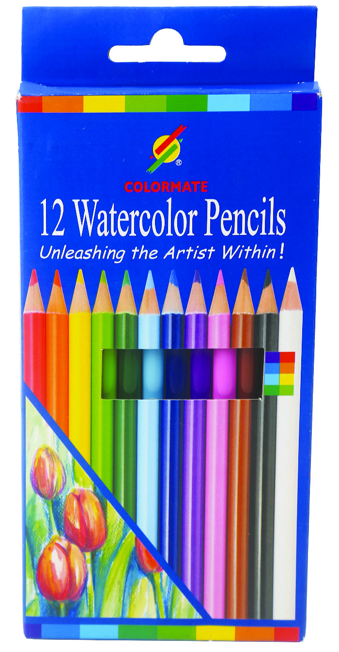 Colormate 12-Color Watercolor Pencil Set in Cardboard Box